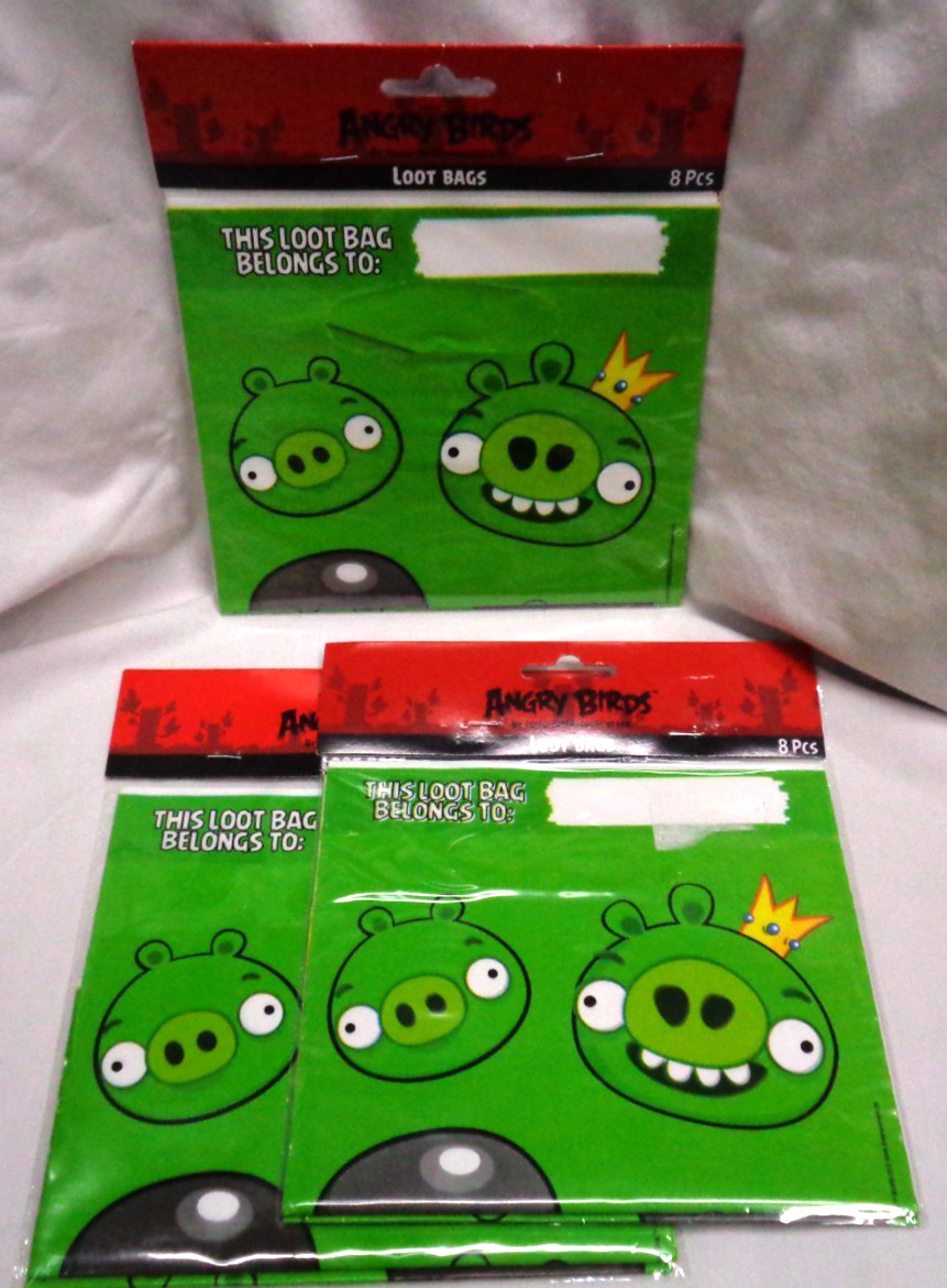 Lot/4 Pkgs ANGRY BIRDS STAR WARS Peel & Stick Wall Decals + PARTY LOOT BAGS