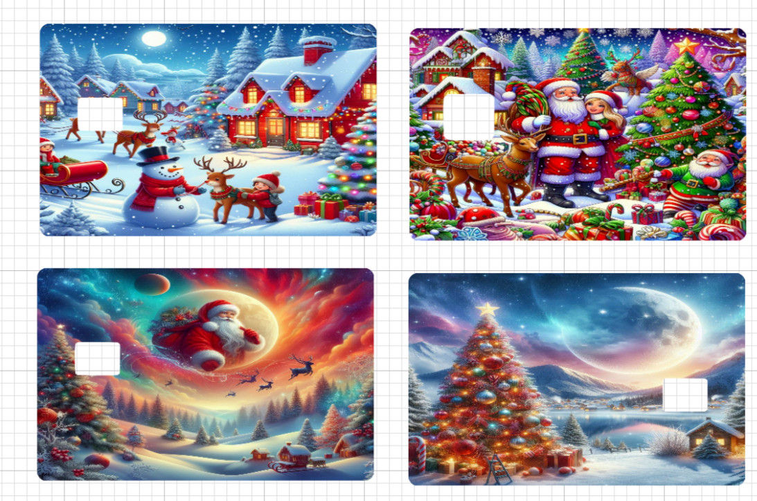 Christmas Credit Debit Card Skin Santa ATM Sticker Reindeer Holiday Holographic