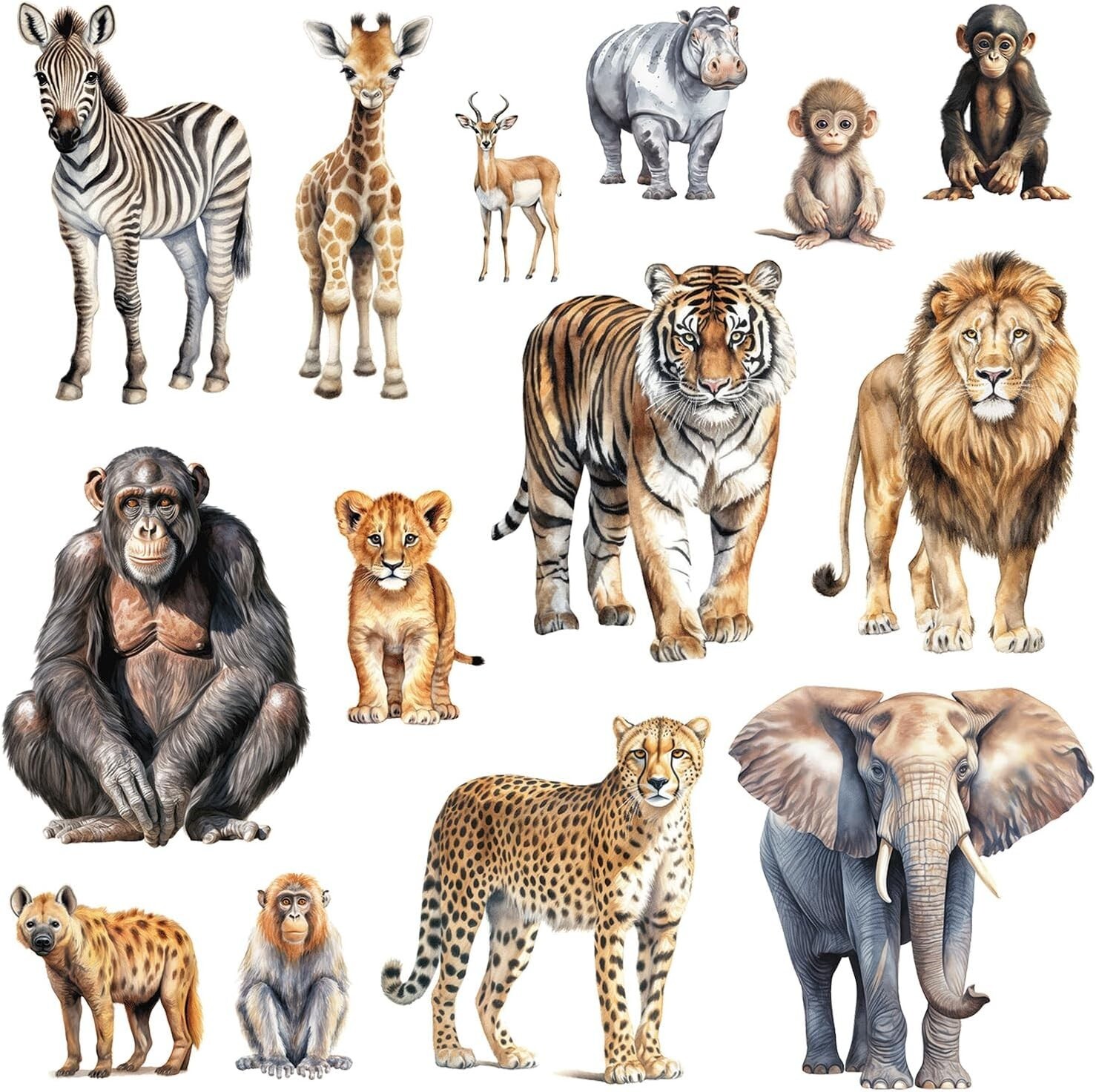 AM AMAONM Removable 3D Nature Jungle Wild Animals Wall Stickers DIY Peel and …