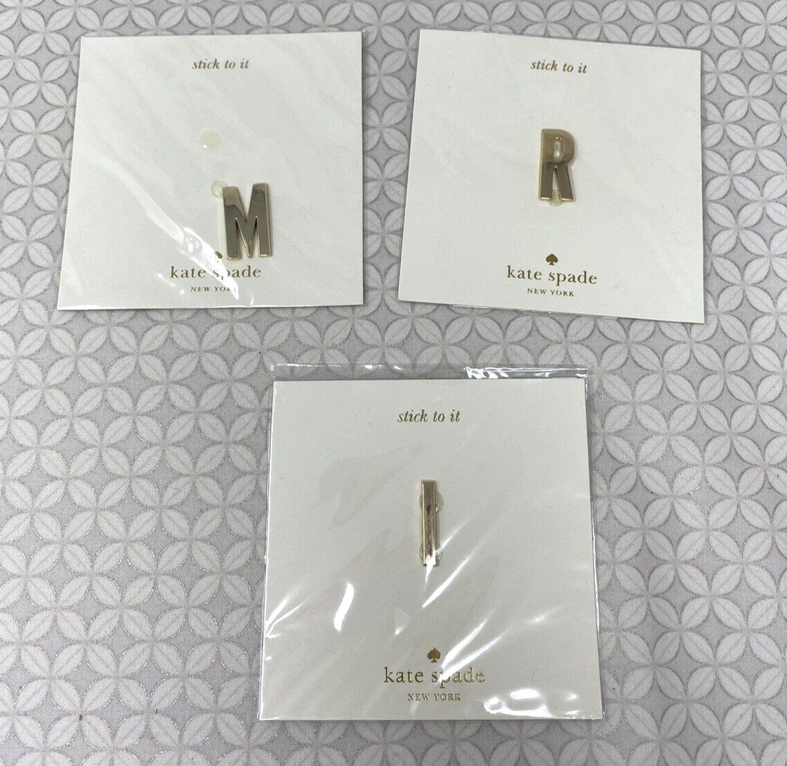 Kate Spade Letter Initial Stick To It Sticker Accessory M I R Gold Tone Set