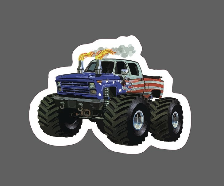 Monster Truck Sticker USA Waterproof – Buy Any 4 For $1.75 Each Storewide!