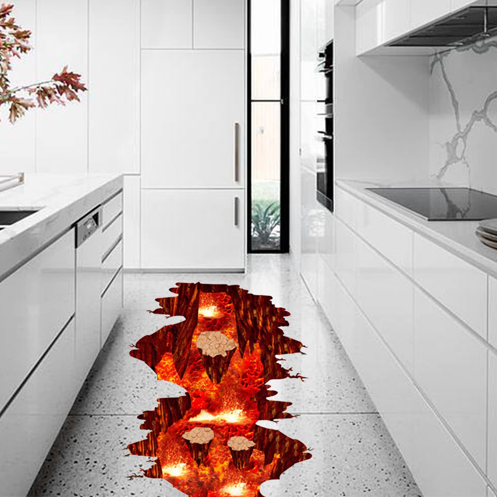 Generic 2 Packs Volcano 3D Floor Stickers, Flame Rope Bridge & Lava Art Decal…