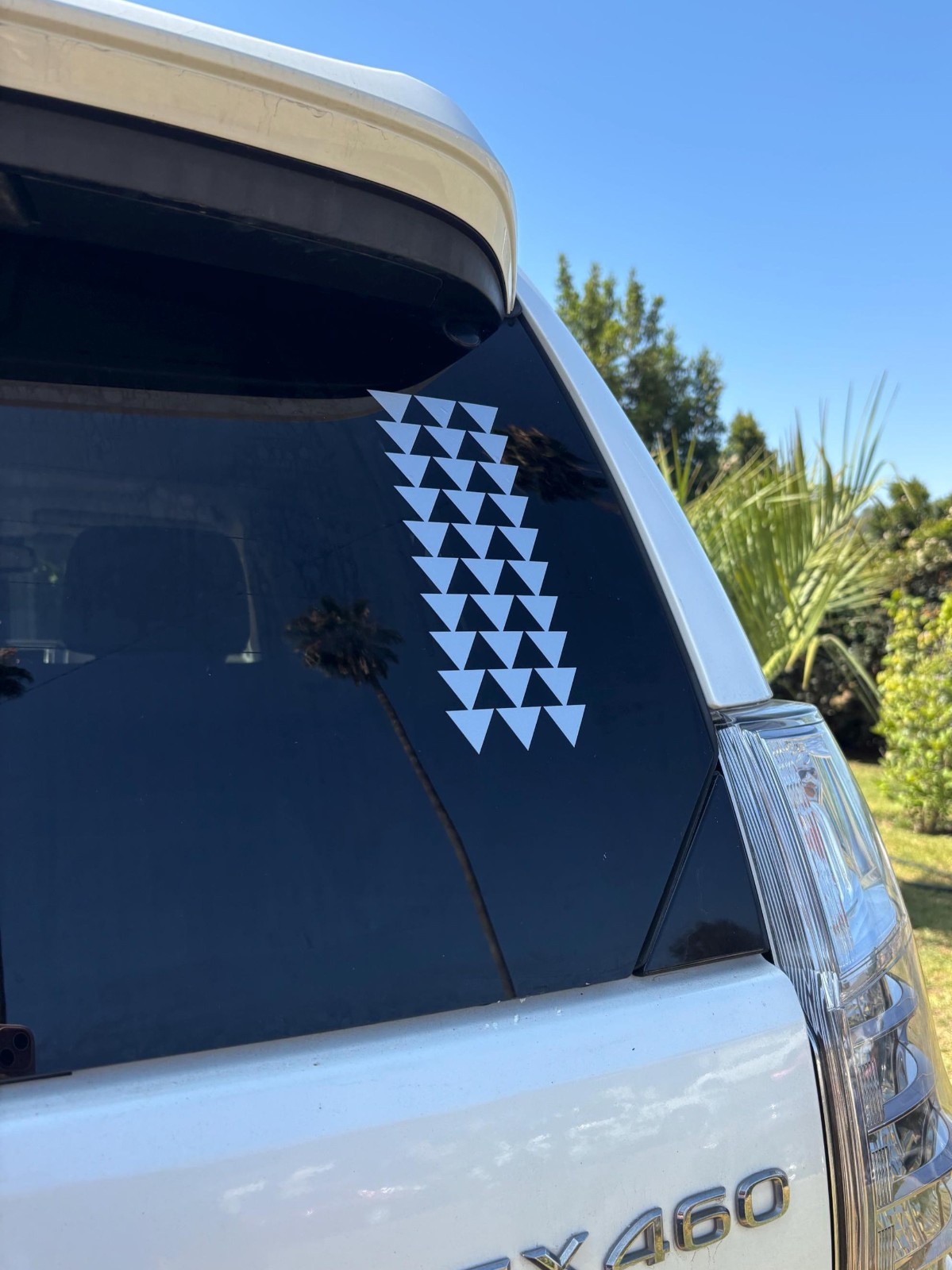 9" White Hawaiian Design Tribal Triangle Arrows Vinyl Car Window Decal Sticker
