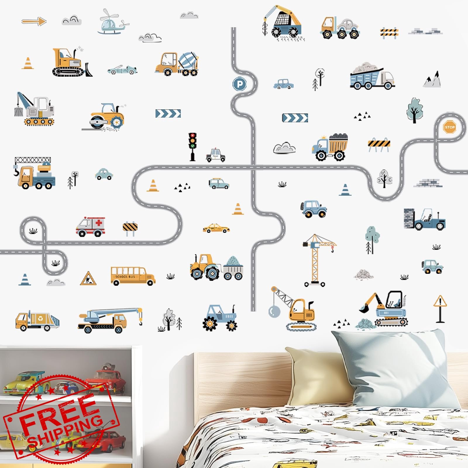 decalmile Vehicles Road Wall Stickers Cars