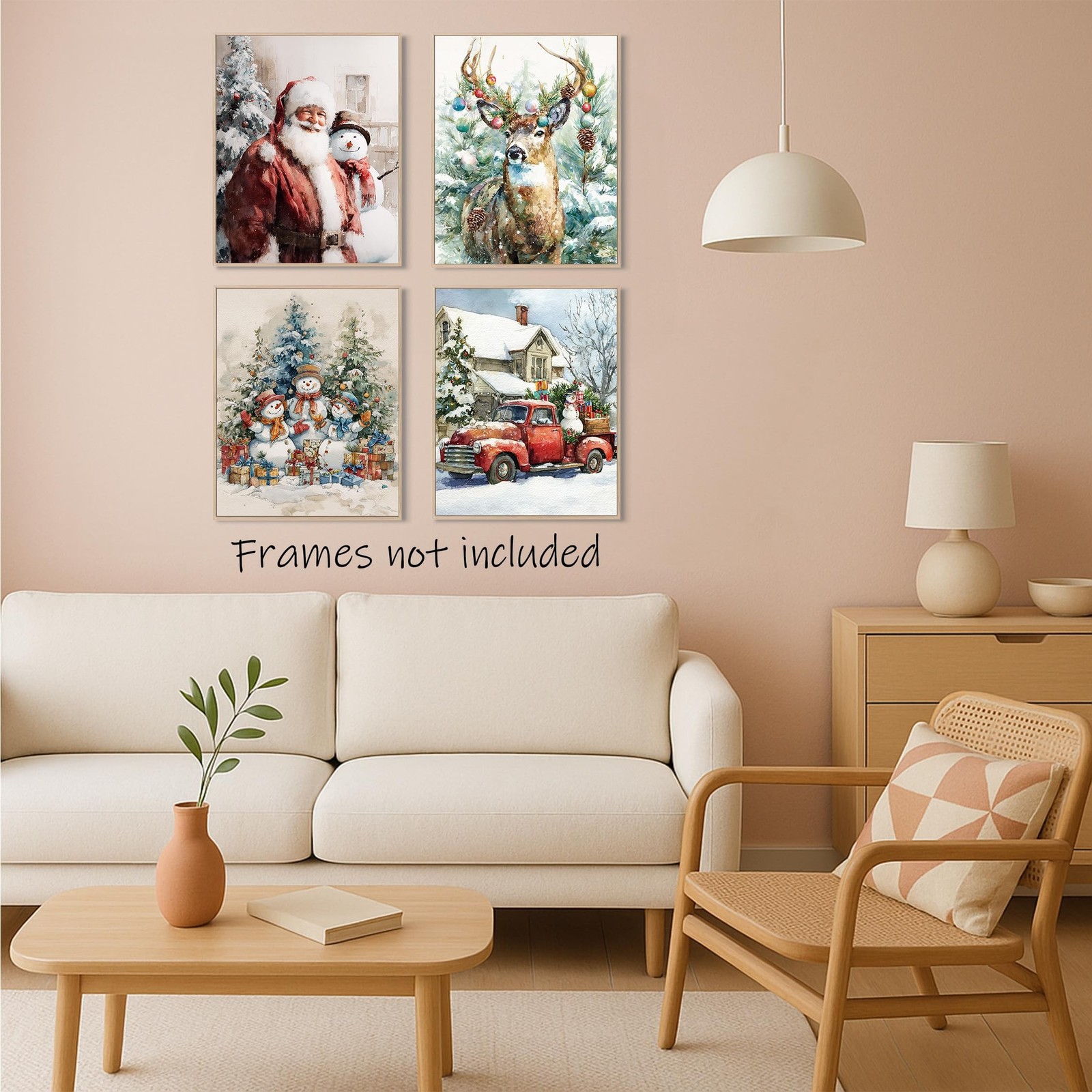 Aychlithic Retro Christmas Wall Poster Set – Vintage Winter Christmas Santa S…