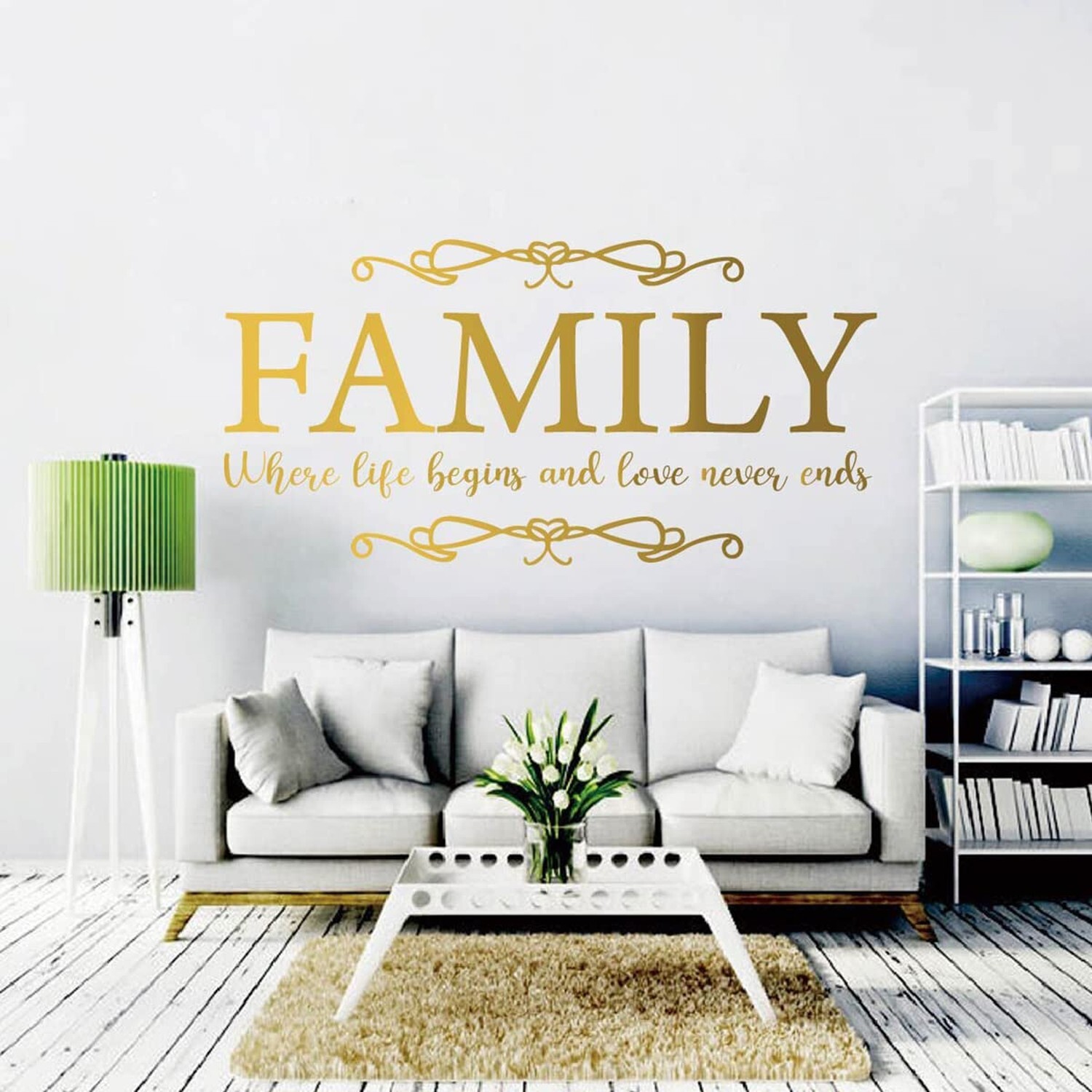Family Quote Design Life and Love Wall Decor Sticker Mural for Home Kitchen L…