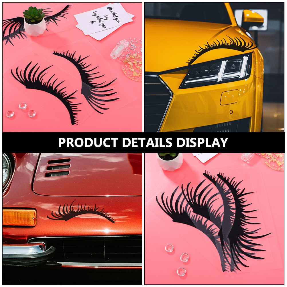 3 Pairs Car Eye Lashes for Headlights Black Eyelash Shape