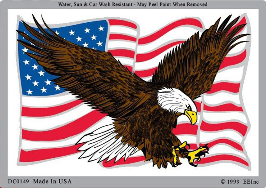 3"X4" VINYL PRESS AND STICK WEATHER RESISTANT AMERICAN FLAG WITH EAGLE