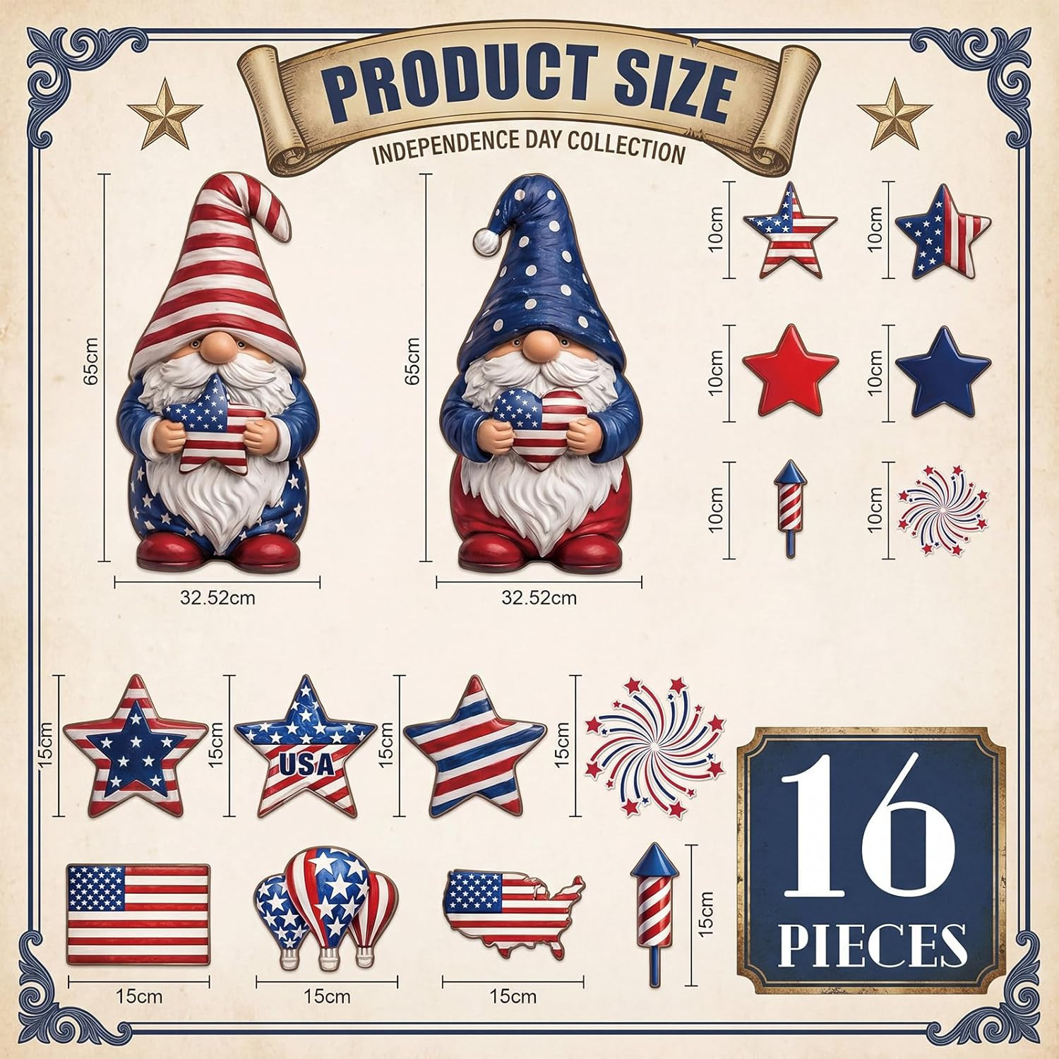 16 Pcs Patriotic Garage Decoration Magnet Sticker – 4Th of July Red White Blue 2