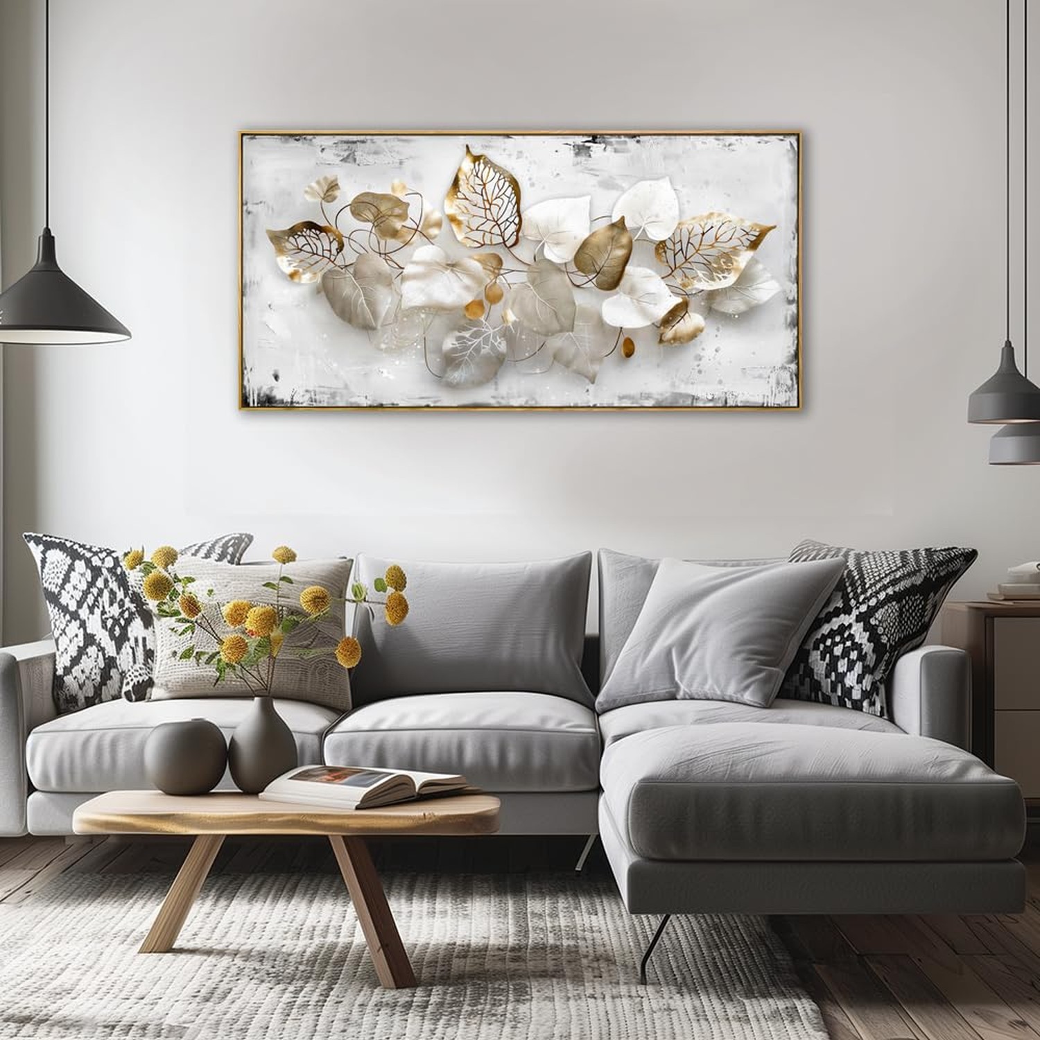 Wall Art Leaf Modern Botanical Artwork Canvas Painting for Living Room Bedroo…
