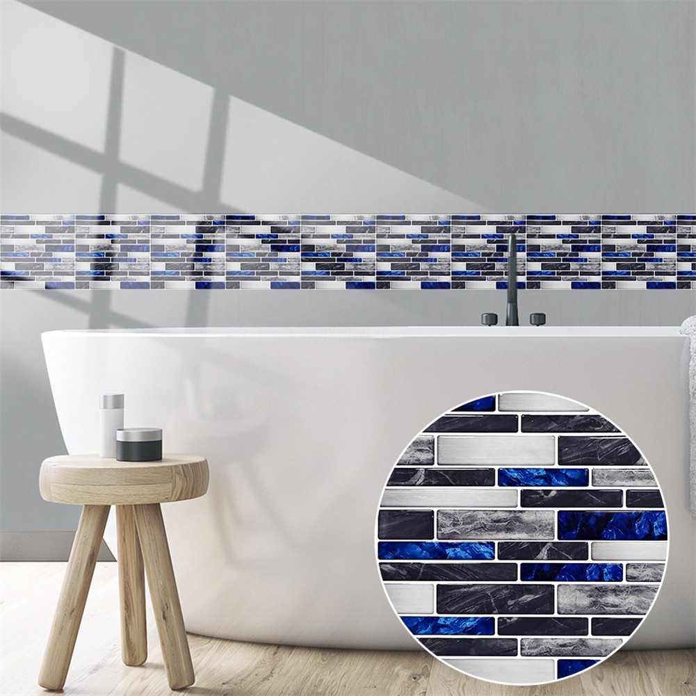 Easy Installation 3D Tile Stickers Waterproof Kitchen Bathroom Decor (10Pcs)