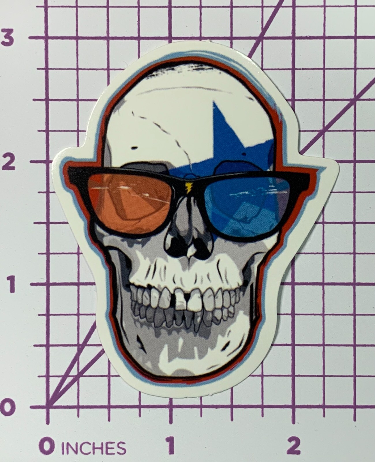 Star Skull With 3D Glasses On – PVC Vinyl Decal Sticker Skater Spitfire Bike