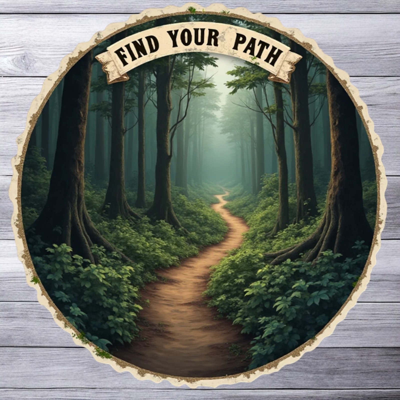 Hiking sticker vinyl decal find your path forest trail adventure art