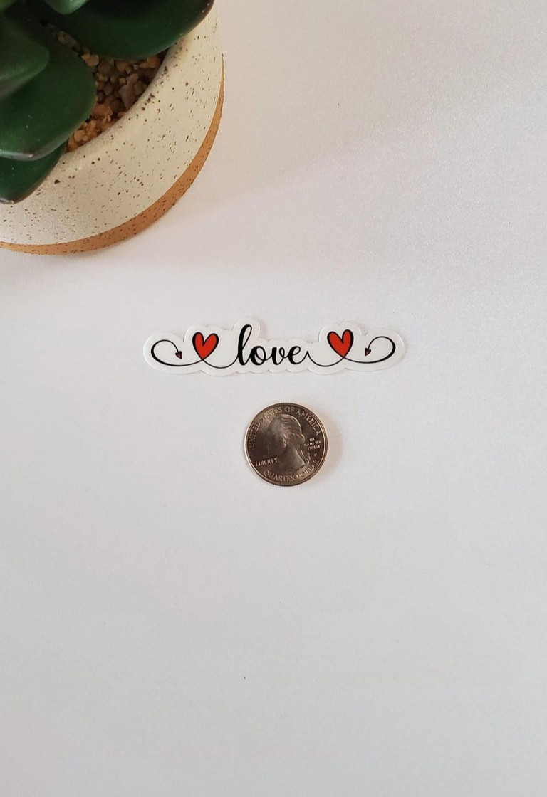 Small Love Text Clear Transparent Vinyl Glossy Sticker