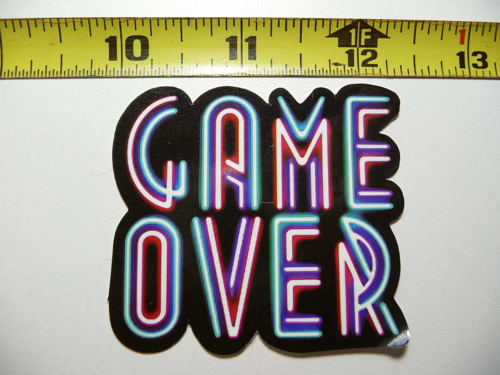 GAME OVER NEON STYLE SMALL STICKER DECAL COLORFUL FUNNY