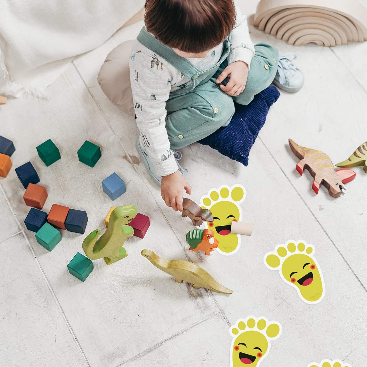 Yellow Cartoon Footprint Stickers (20 Pairs) – Waterproof PVC Material, -Adhe…