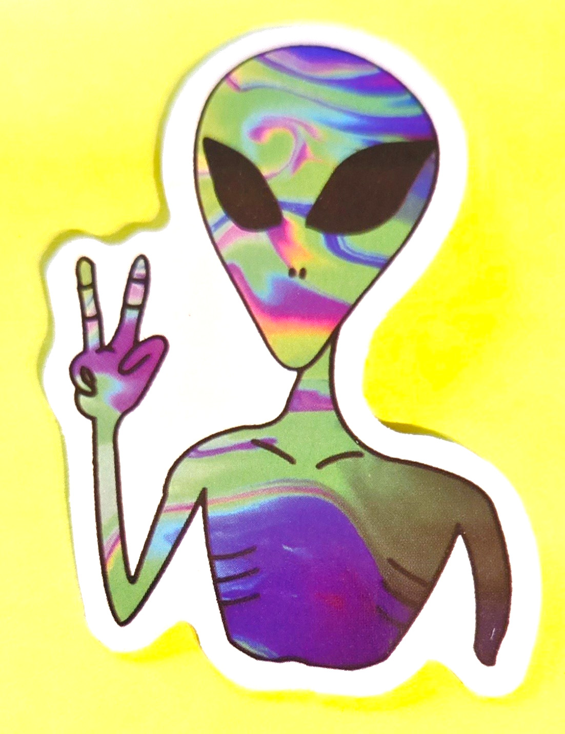 TRIPPY ALIEN OUTER SPACE UFO Vinyl Sticker Decal Computer Laptop Water Bottle