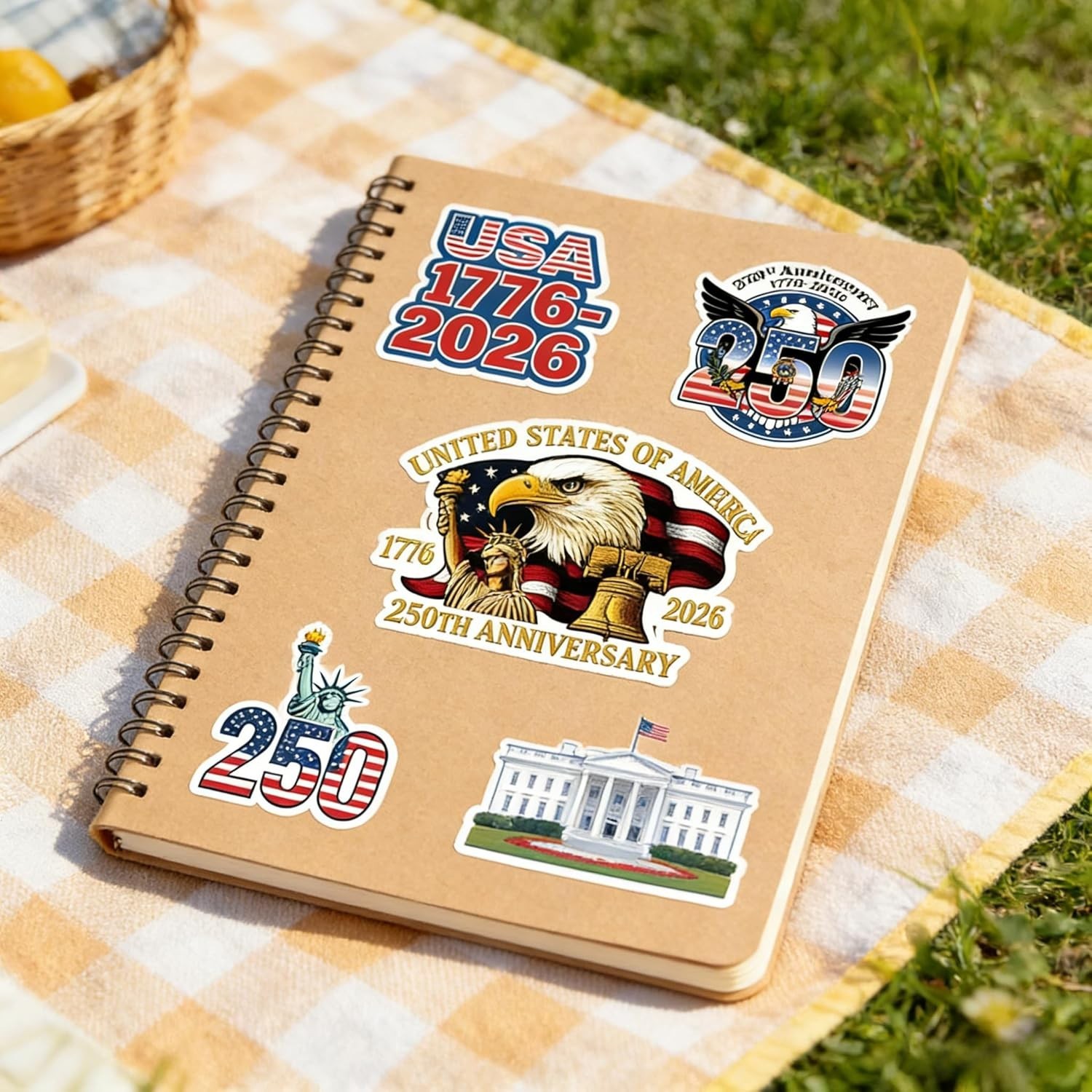 50Pcs 250th Anniversary Sticker USA 250 Years of Freedom Anniversary Waterproof