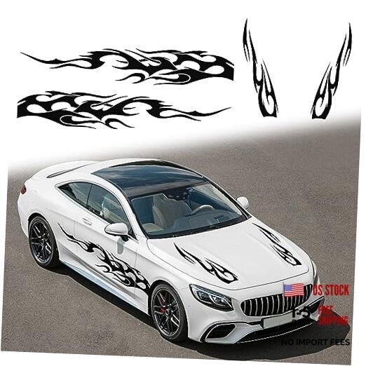 Stripe Vinyl Decal Sticker Graphics Side Body Hood Cover Racing Stripe Black