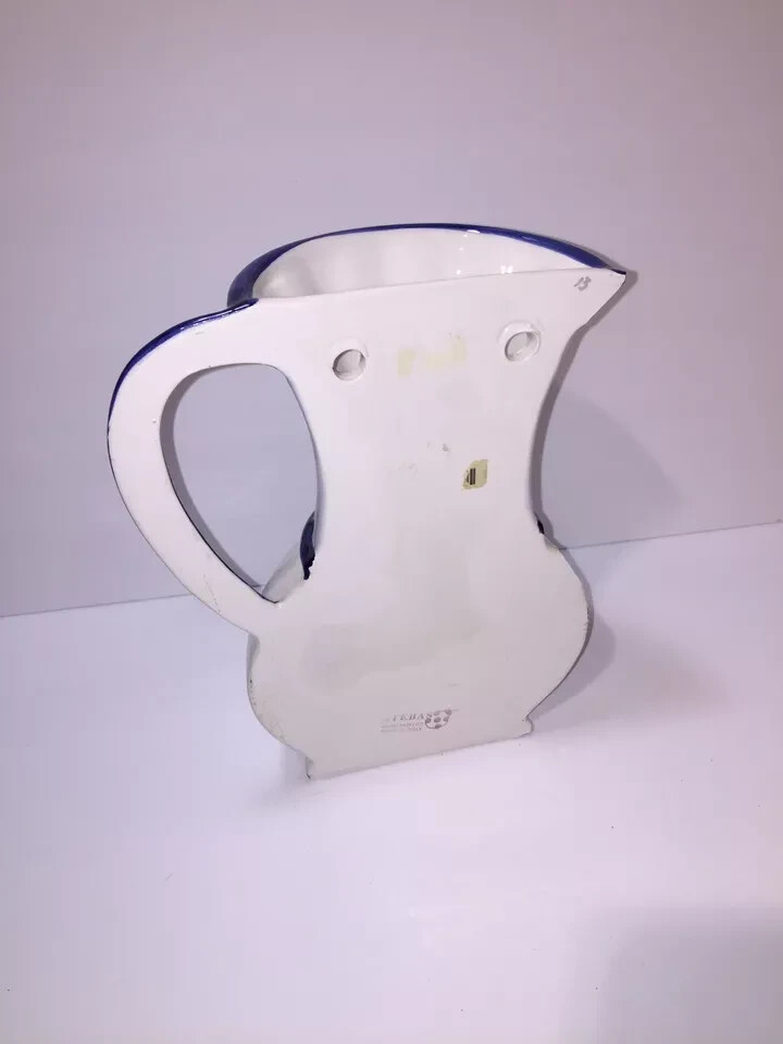 STEBAS Vintage Pottery Large Wall Mount Decor Hourglass Shaped Handle Jug Italy