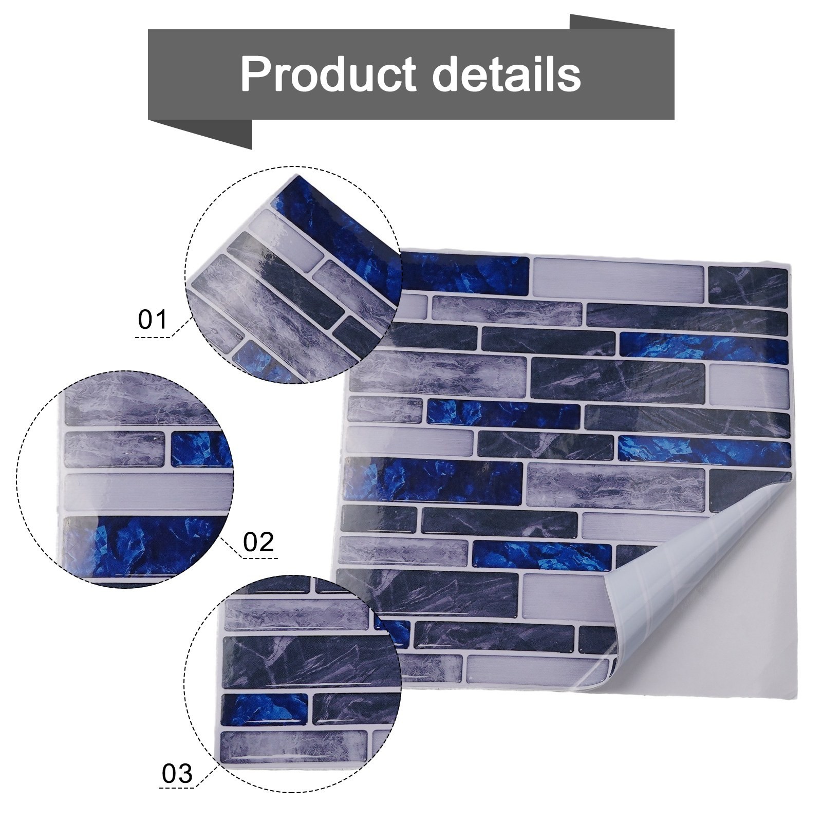 Easy Installation 3D Tile Stickers Waterproof Kitchen Bathroom Decor (10Pcs)