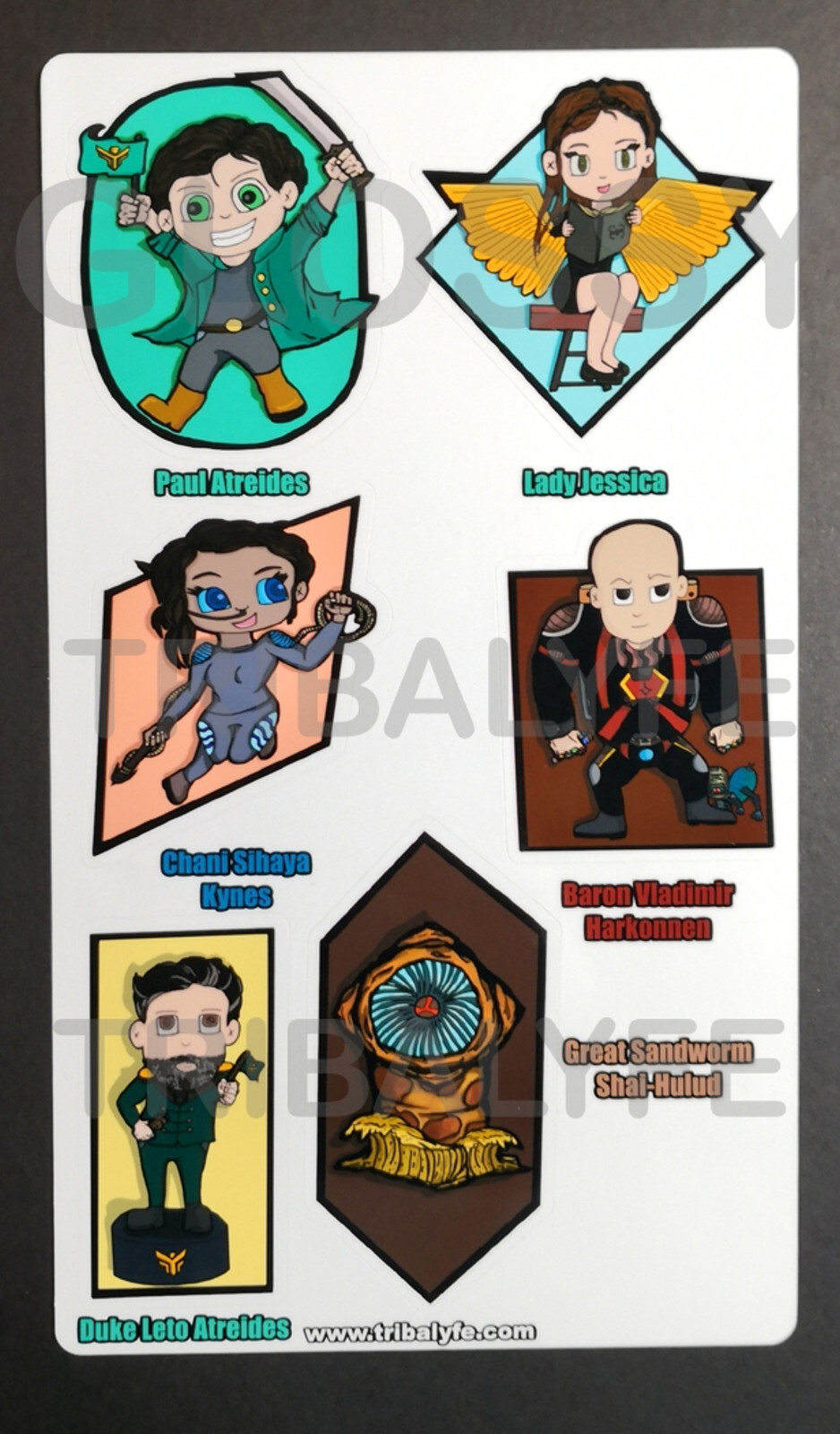 Dune Atreides Fremen Harkonnen Corrino & More Glossy Laminated Vinyl Sticker Set