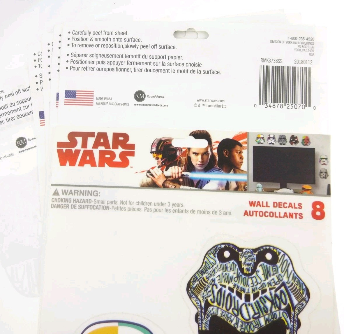 48 Star Wars Pop Art 3" Stormtrooper Head Helmet Wall Decals Multicolor
