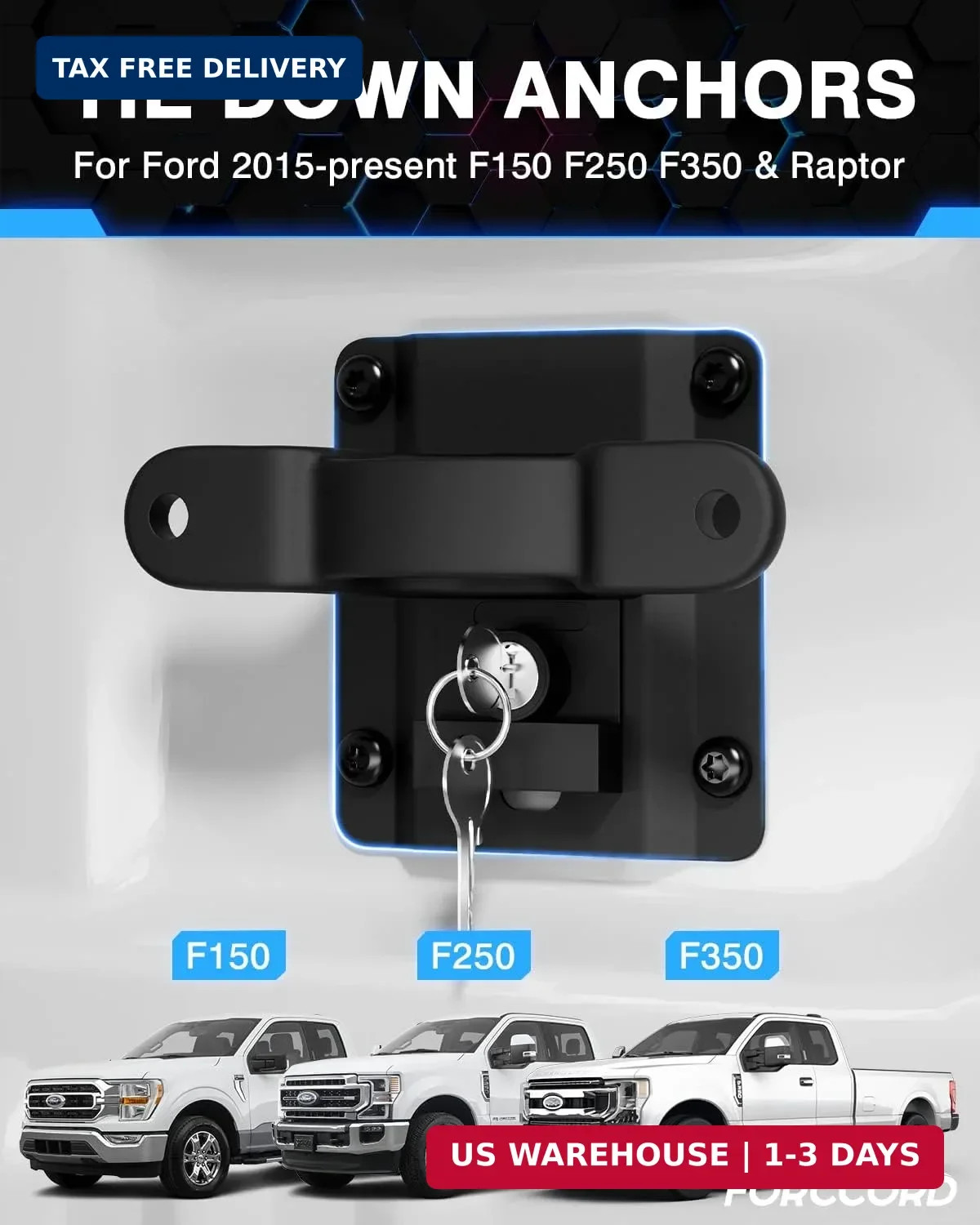 Tie Down Anchors Fit for Ford F150 F250 F350 & Raptor 2026 2025-2015 (Include Li