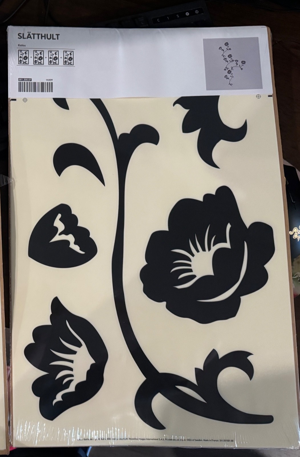 IKEA Slatthult Kalou Wall Stickers 001.200.07 Black Flowers 2006 New In Pack