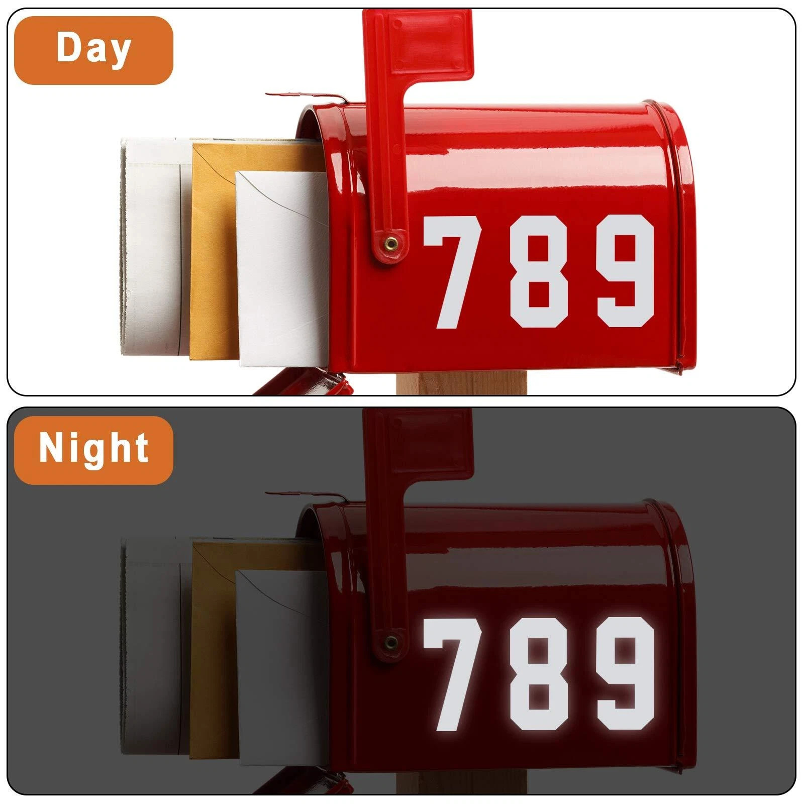 1/3x Reflective Mailbox Numbers for Outside, 2/3/4 Inch Self Adhesive Waterproof