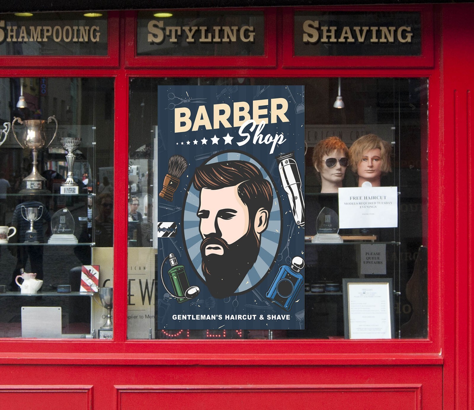 3D Man Hair Cut G449 Barber Shop Window Stickers Vinyl Wall Mural Decals Honey