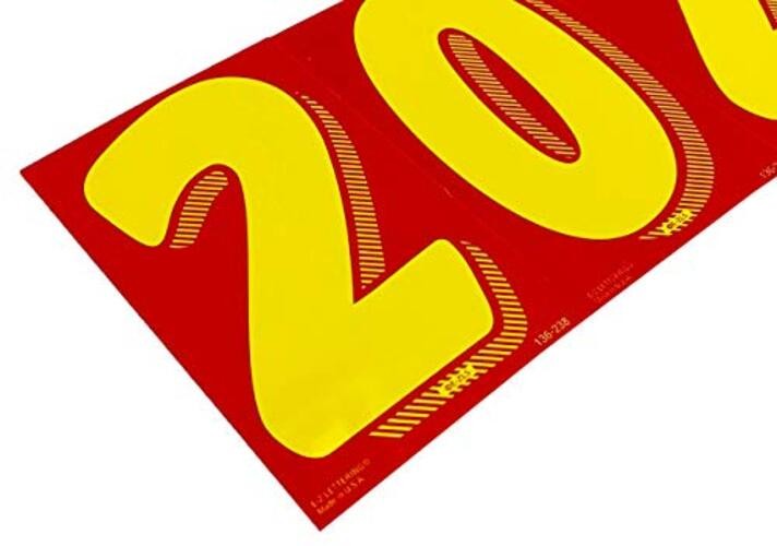 EZ Line Vinyl Decals for Cars Red and Yellow Large Number Stickers Windshield