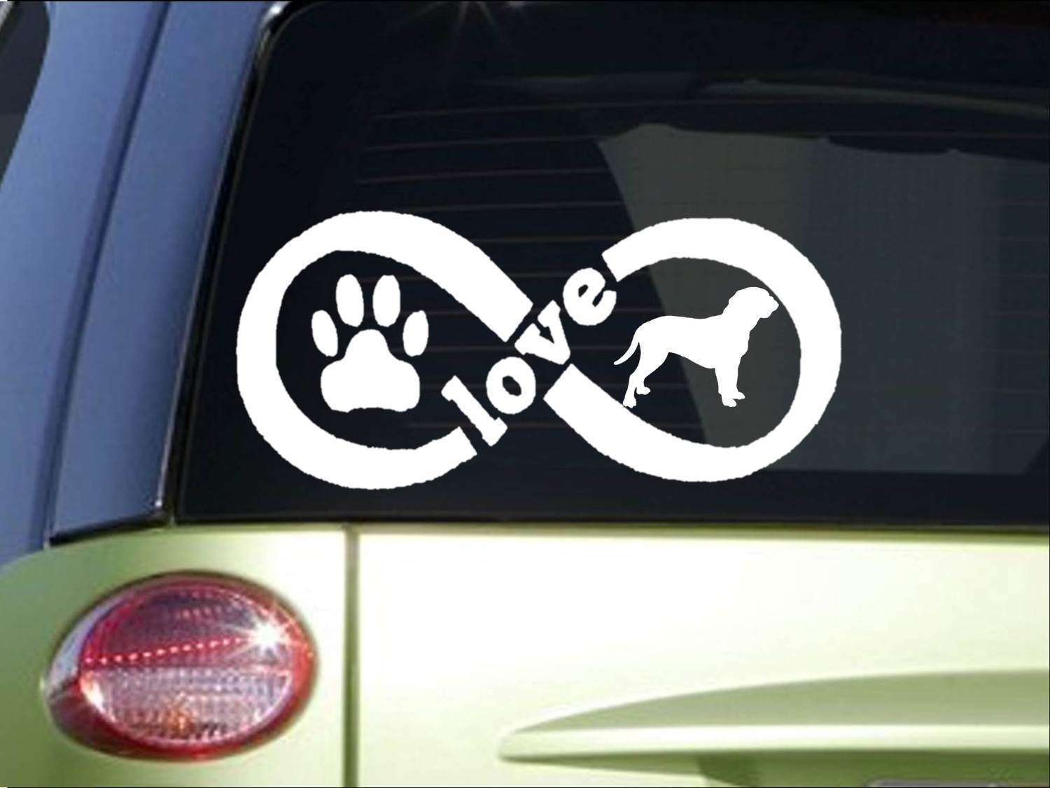 Dogue de Bordeaux Infinity sticker *H383* 4 x 8.5 inch vinyl dog love decal