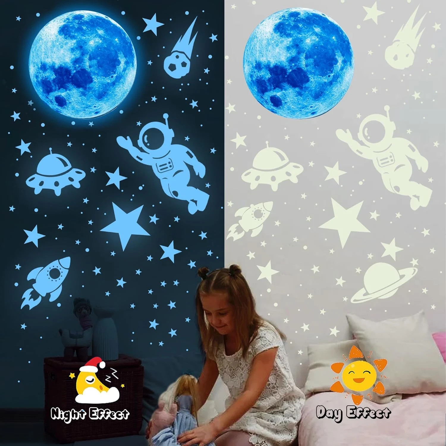 530Pcs Glowing Stars for Ceiling,Glow in the Dark Stars,Space Wall Decals Solar
