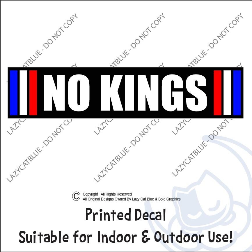 No Kings Decal Sticker Anti Trump MAGA Red White Blue Rights Protest Day 2025