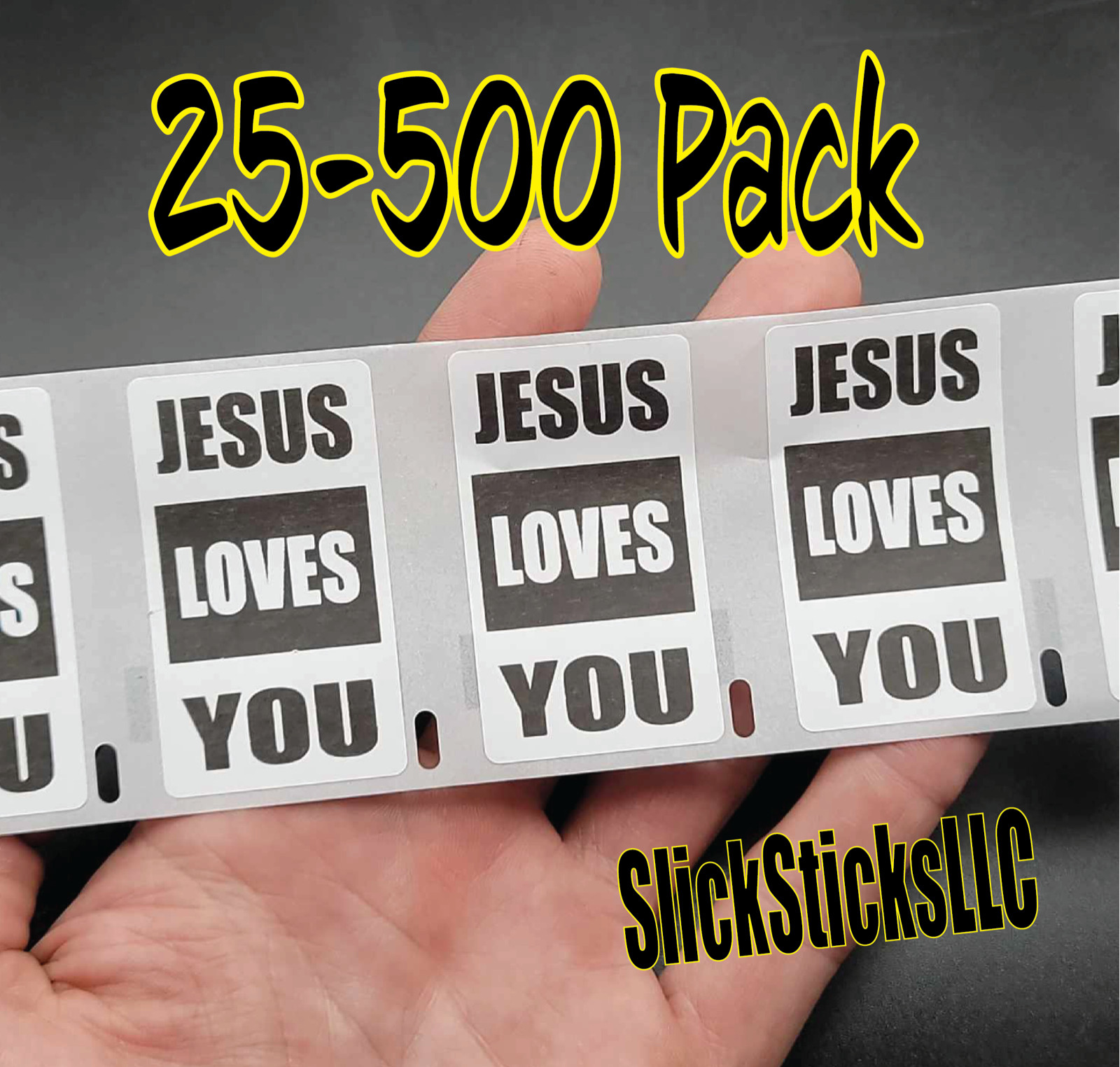 "JESUS LOVES YOU " Stickers 25-500 Pack labels sticker god bulk religious lord