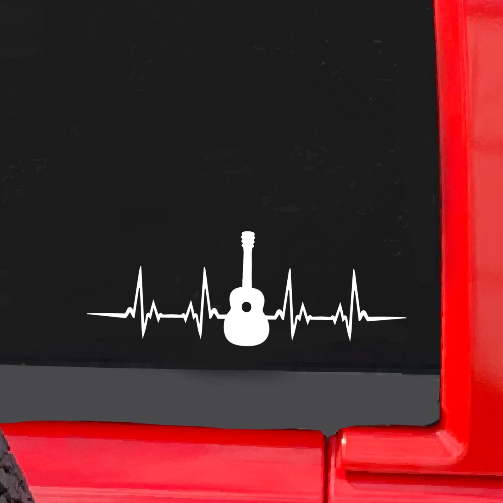 Acoustic Guitar Decal with EKG. Guitar Heartbeat Decal. Guitar Stickers For Car