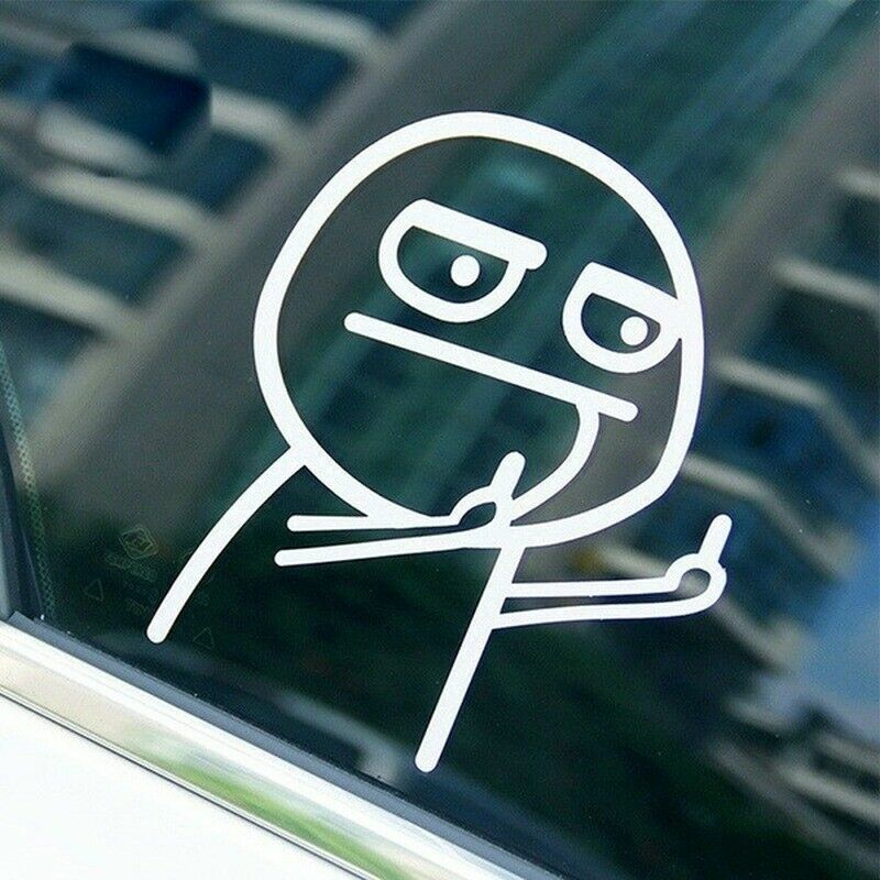 2PCS Center Cartoon Reflective Finger Vinyl Car Stickers Motorcycle Decal