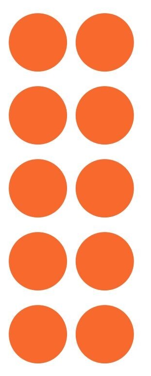 1.5" Orange Round Vinyl Dots Stickers Color Coding Inventory 1.5 Inch Dot