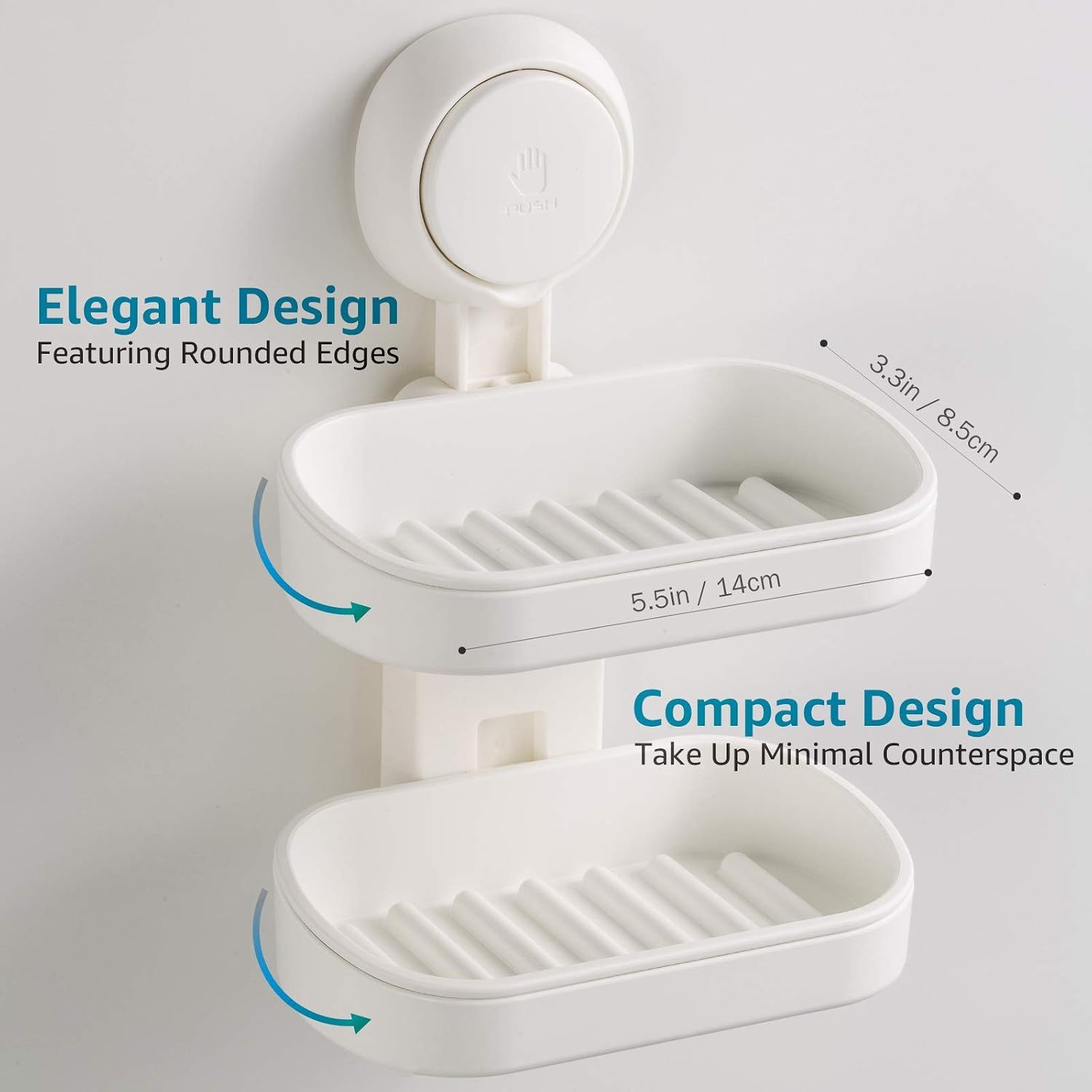 Suction Cup Soap Dish – Dual-Layer, Self-Draining, No-Drill Wall Mount Holder