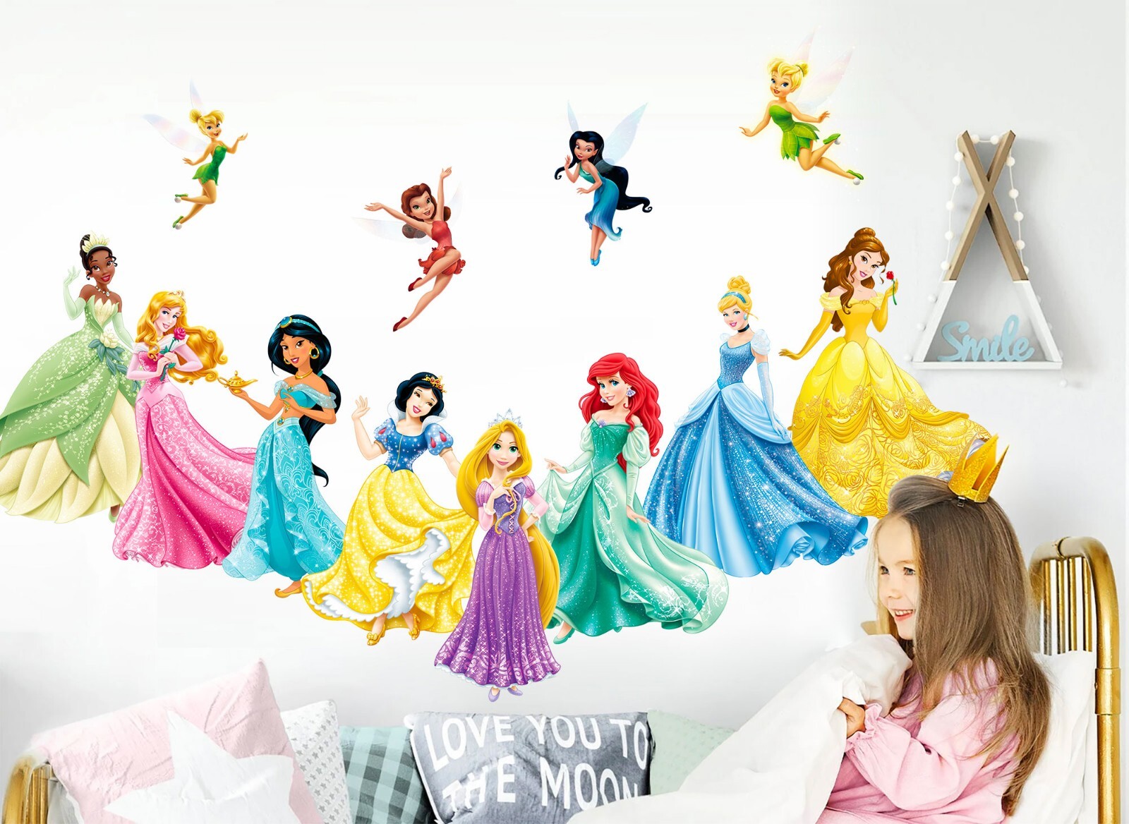 princess Characters Flower Fairy Baby Nursery Wall Decal girl room gift