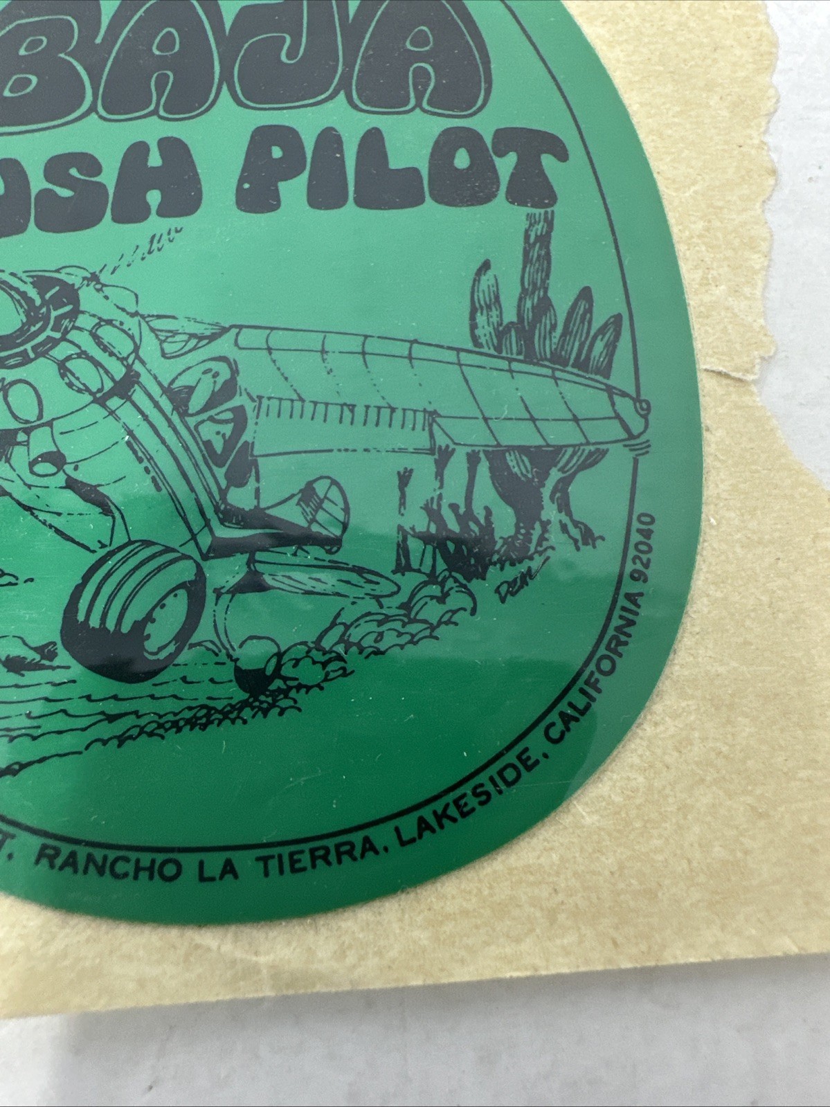 Vtg Baja Bush Pilot Green Sticker Decal Arnold Senterfitt Airplane 3 5/8" Rare