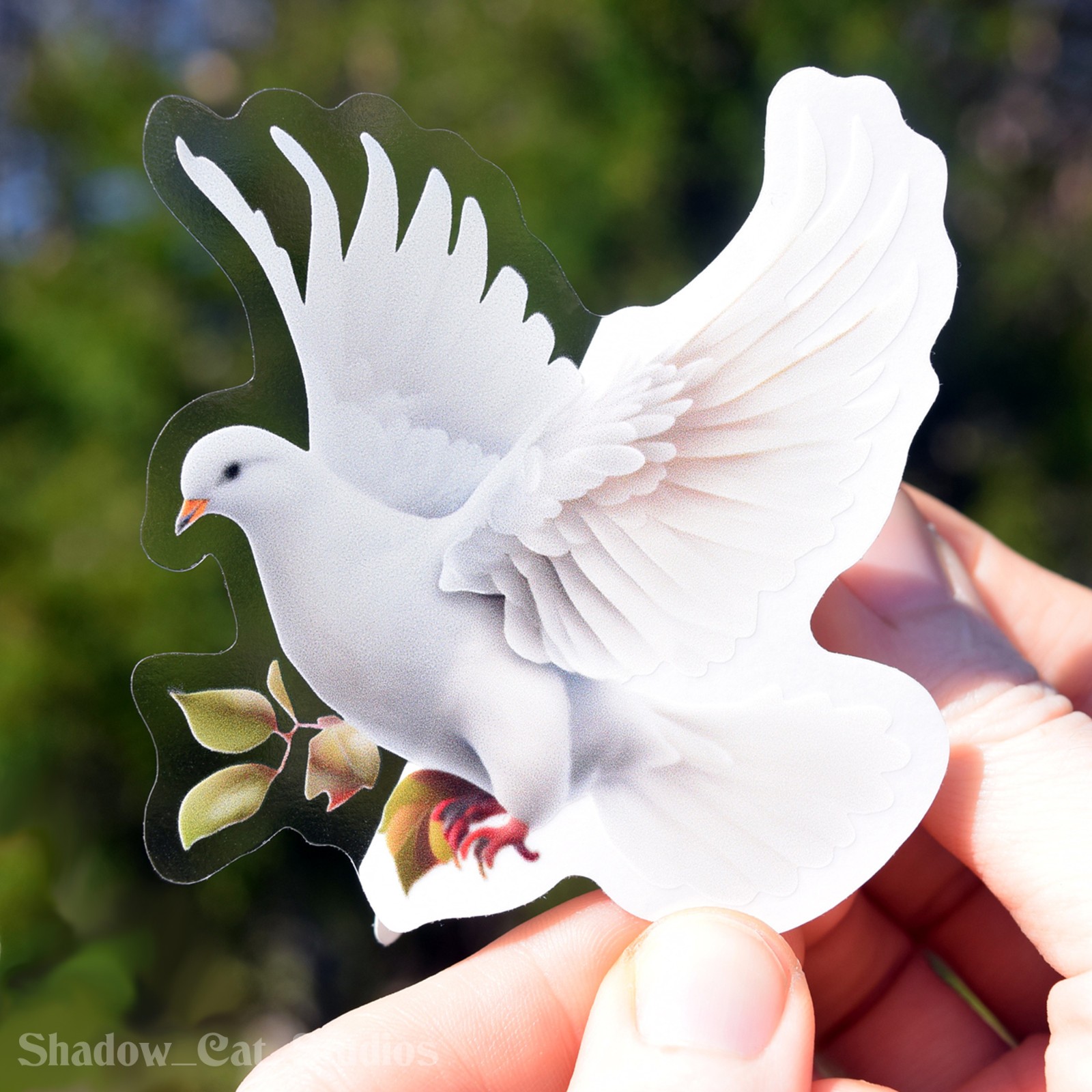 White Dove Die Cut Clear Vinyl Sticker (Facing Left) Premium Quality