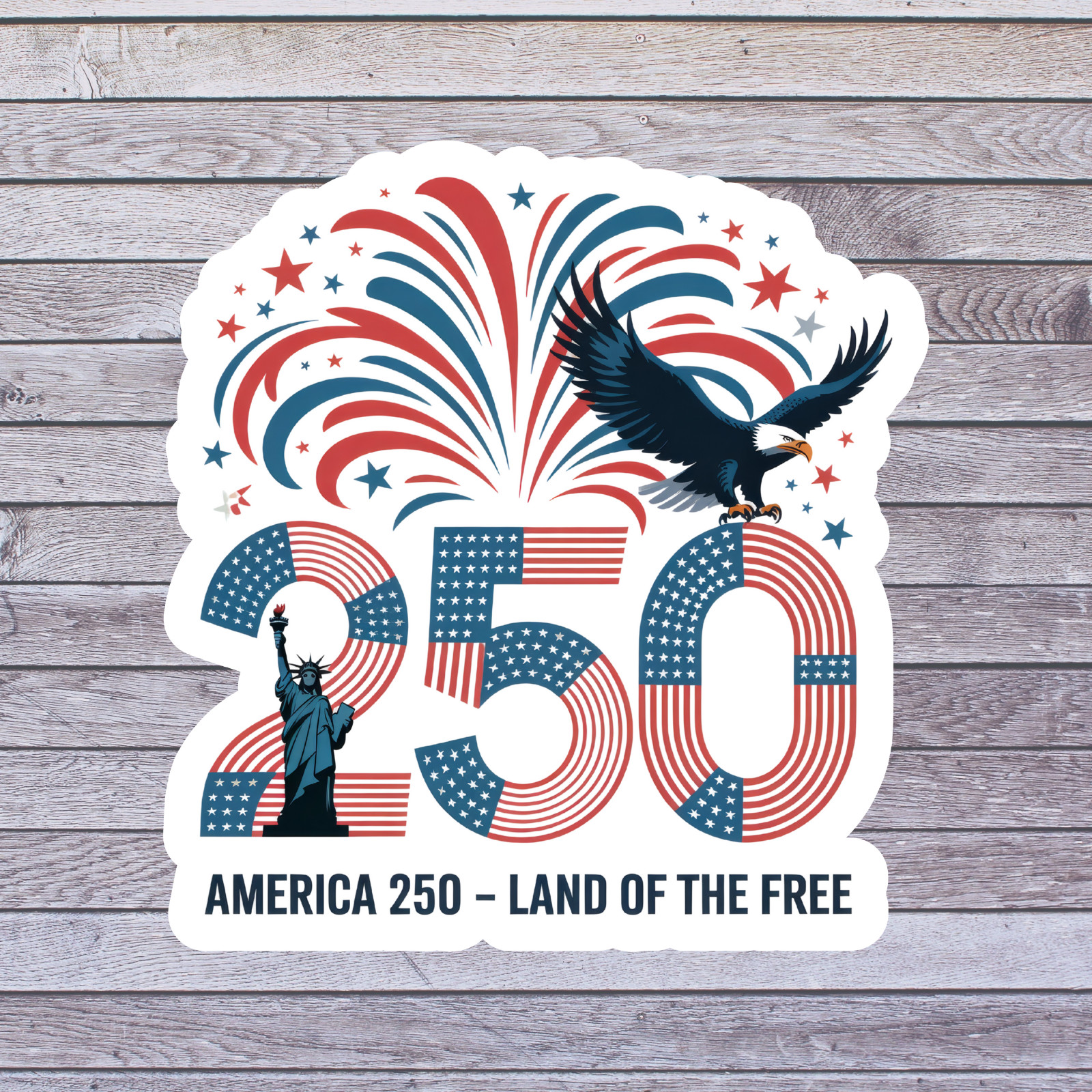Patriotic sticker vinyl decal america 250 fireworks eagle statue of liberty