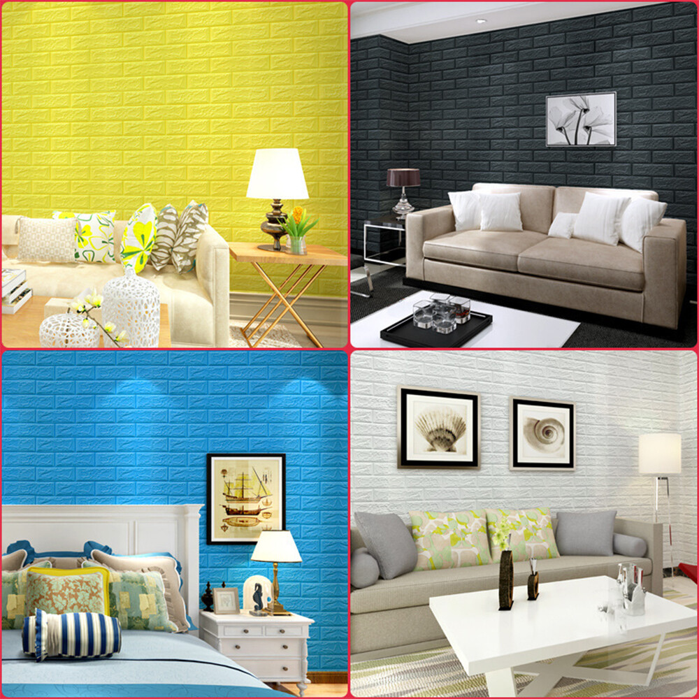 10/20pc 3D Tile Brick Wall Sticker Self-adhesive Waterproof Foam Panel Wallpaper