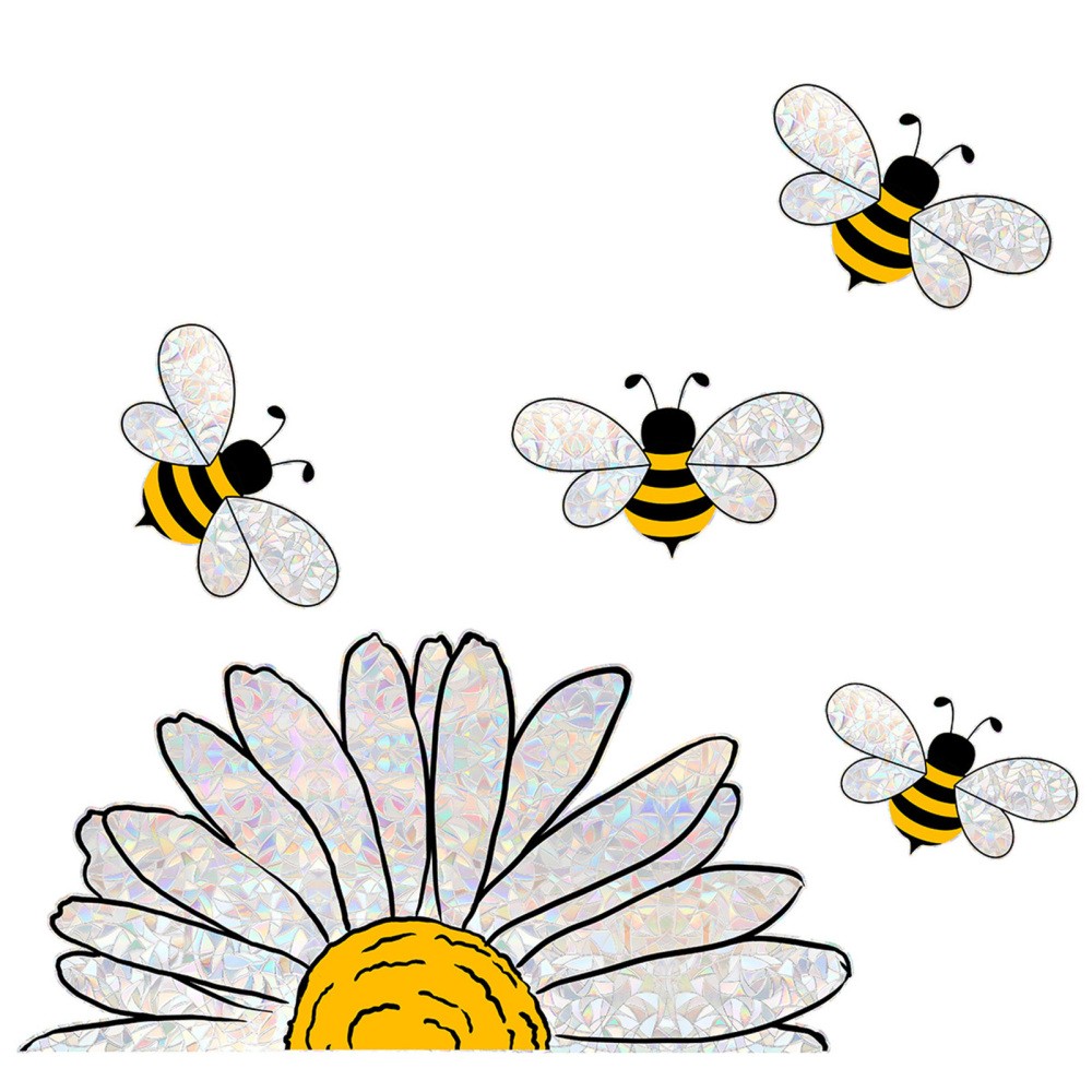 5X Summer Bee Sunflower Window Stickers 2-Side Glass Decals Shiny Window Clings