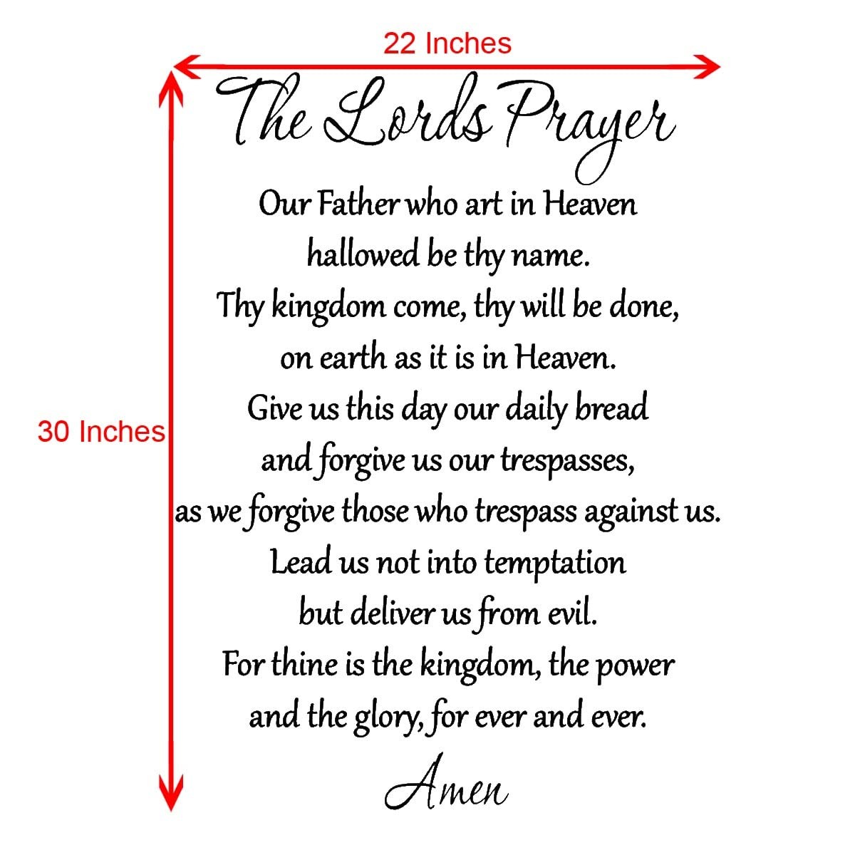 The Lord's Prayer Bible Wall Decal Our Father Vinyl Wall Art Scripture Quote Fai