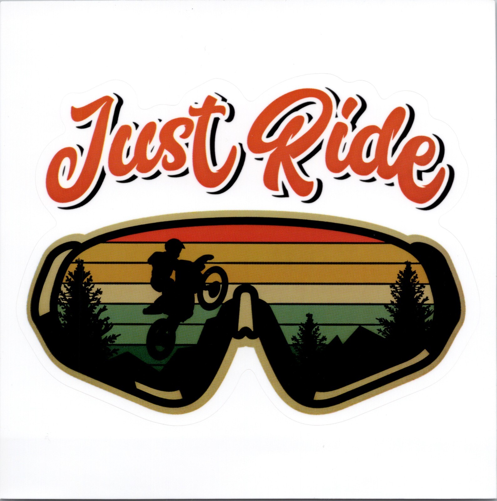 JUST RIDE ~ DIRT BIKE LIFE – Vinyl Sticker – 3.25in x 4.25in