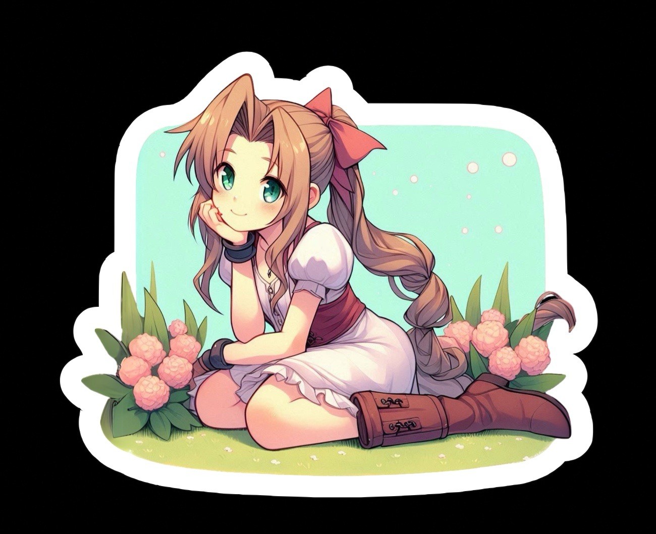 Aerith Gainsborough, Final Fantasy 7, FF7, Glossy Vinyl sticker, Decal