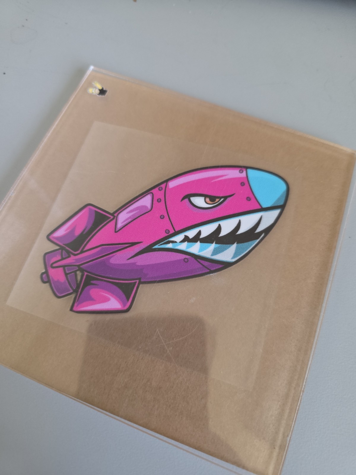Pink UV DTF Angry Bomb Decal Waterproof 3in Tall Made In USA